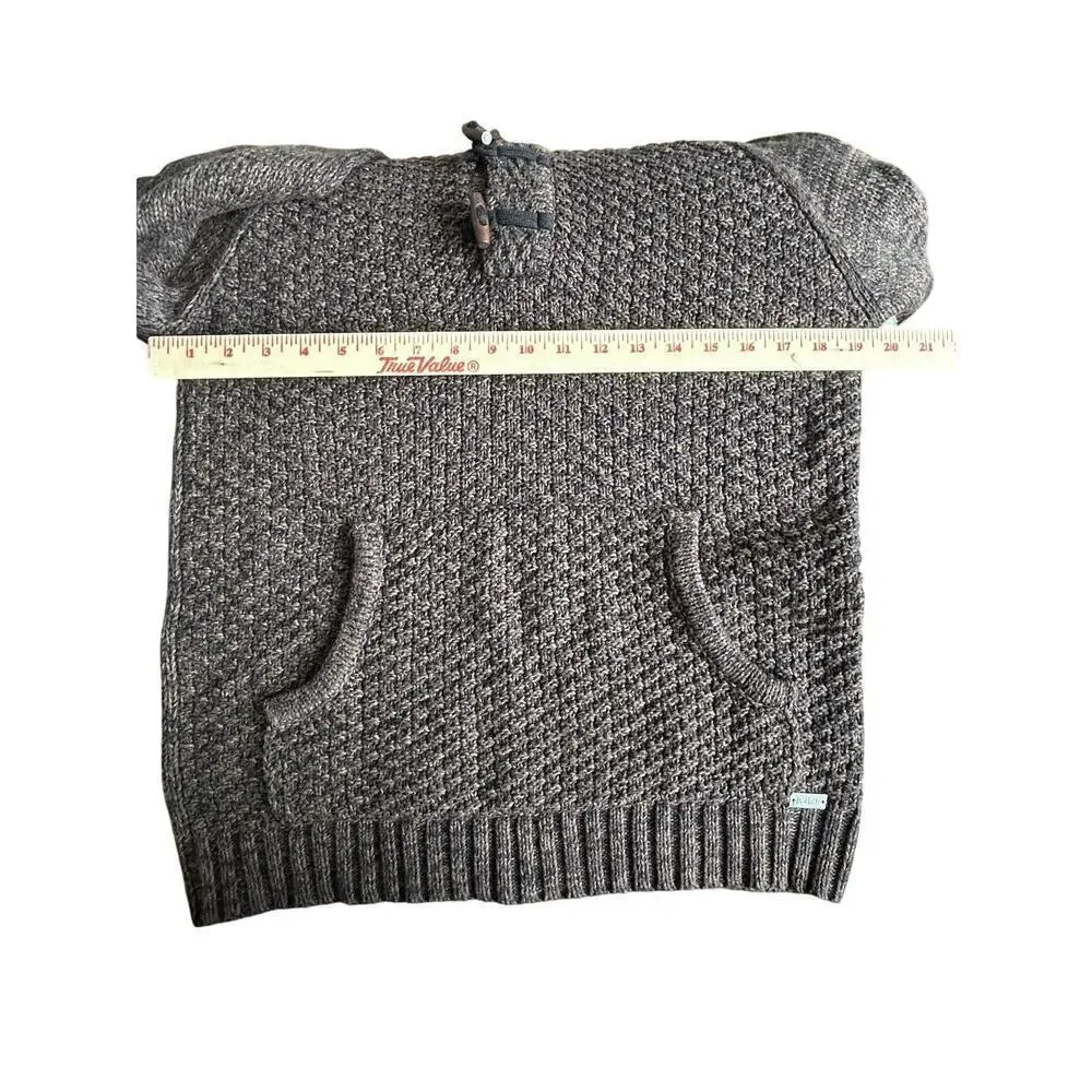 JB Holt Medium Pullover Men’s Knit Sweater Gray Cream 1/4 Toggle Kangaroo Pocket